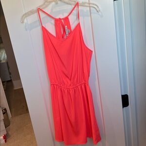 Fluorescent dress with keyhole tie back and cinch waist